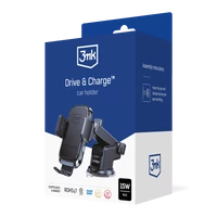 3mk Drive & Charge Vezeték nélküli autós tartó és töltő 15W - Fekete