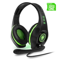 Spirit of Gamer Fejhallgató - PRO-XH5 (XboxOne; mikrofon, 3.5mm jack, hangerőszab., nagy-párnás, 1m kábel, fekete-zöld)