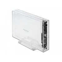 Delock Külső ház 3.5  SATA HDD-hez USB Type-C  anya csatlakozóval átlátszó - eszközmentes
