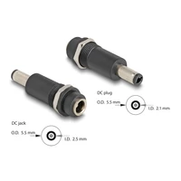 Delock Adapter, DC 5,5 x 2,5 mm-csatlakozóhüvely, DC 5,5 x 2,1 mm méretű apa