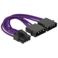 Delock tápkábel PCI Express 8 tűs apa > 2 x 4 tűs apa textil árnyékolás lila