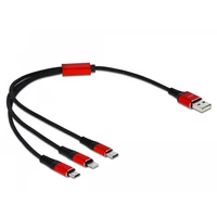 Delock 30 cm hosszú, USB töltő kábel 3 az 1-ben Lightning -, Micro USB- és USB Type-C  csatlakozásho