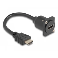 Delock D-típusú HDMI kábel apa   anya fekete 20 cm