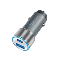 Logilink USB autós töltő, 1x USB-C PD, 1x USB-A QC, 36 W