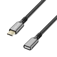 Logilink USB 3.2 Gen2 Type-C kábel, C/M-USB-C/F, PD, alu, fekete/szürke, 1 m