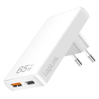 Logilink Kettős USB aljzat adapter, 65 W, USB-A, USB-C, extra vékony, fehér