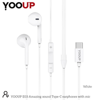 YOOUP E03 Amazing sound type-c fülhallgató mikrofonnal (fehér)