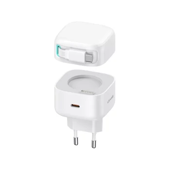 Usams CC209 Hálózati gyorstöltő PD 35W Teleszkópos lightning kábellel fehér