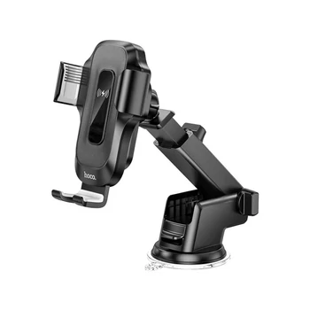 Tapadókorongos wireless töltő és autós telefontartó Hoco HW3 Wise Automatic fekete