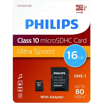 Philips Micro SDHC Memóriakártya 16GB Class 10 UHS-I U1 Adapter (PH669074)