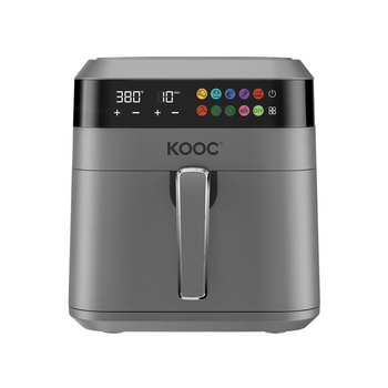 KOOC XL Airfryer Óriás Légsütő, 6,5 L ,LED érintőképernyős digitális kijelző, 10 az 1-ben, Testreszabott Hőmérséklet/Idő, Tapadásmentes Kosár, Szürke KAF650