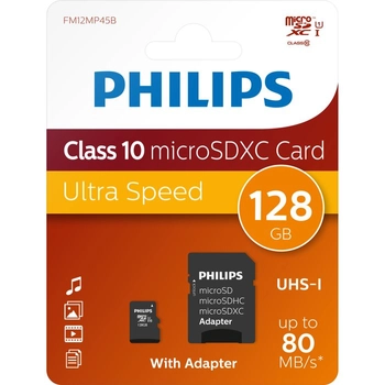 Philips Micro SDXC Memóriakártya 128GB Class 10 UHS-I U1 Adapter (PH666998)