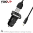 Kép 2/4 - YOOUP C01 Lasting Power kettős portos autós töltőkészlet (Lightning, fekete)