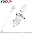 Kép 1/4 - YOOUP C01 Lasting Power kettős portos autós töltőkészlet (C típus, fehér)