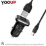 Kép 2/4 - YOOUP C01 Lasting Power kettős portos autós töltőkészlet (C típus, fekete)