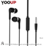 Kép 1/4 - YOOUP E01 Univerzális fülhallgató mikrofonnal (fekete)