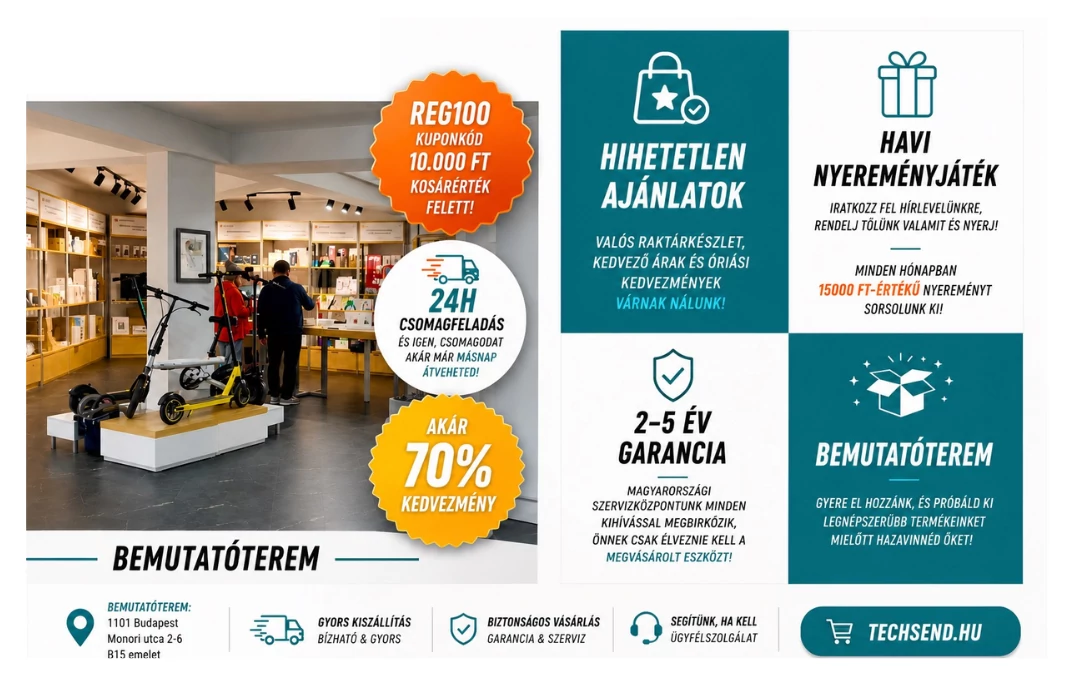 Techsend bemutat&oacute;termi kedvezm&eacute;nyek